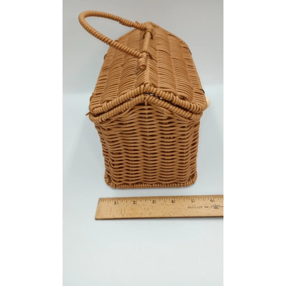 Cottage Woven Rattan Basket  Decor/ Sm Picnics/ Keepsakes Cottagecore Farmhouse